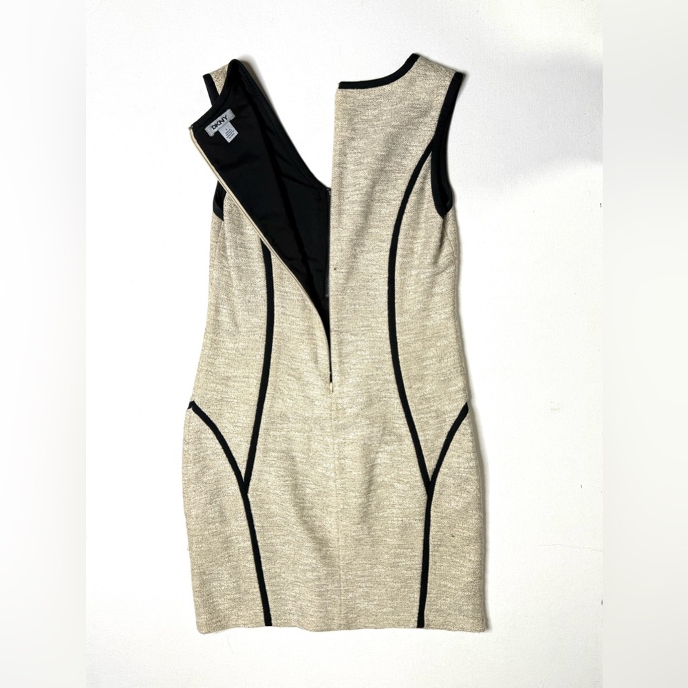 DKNY Cream & Black Trim Sleeveless Sheath Dress Size 4 - Picture 5 of 11